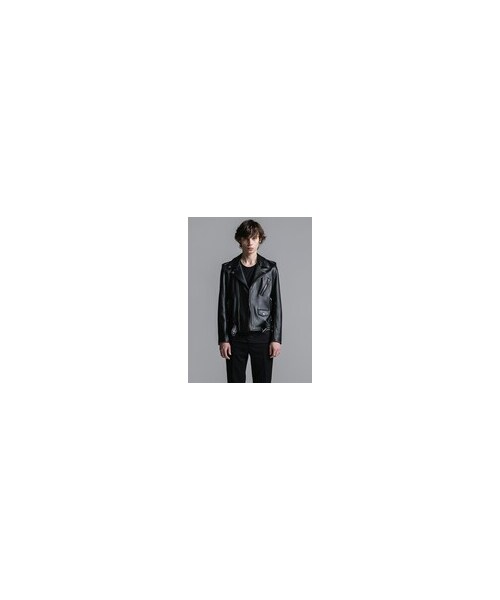 LITHIUM HOMME（リチウム オム）の「LAMB LEATHER W-RIDERS JACKET（ミリタリージャケット・メンズ・ブラック・40/42/44/46/48/50）」の9枚目の写真