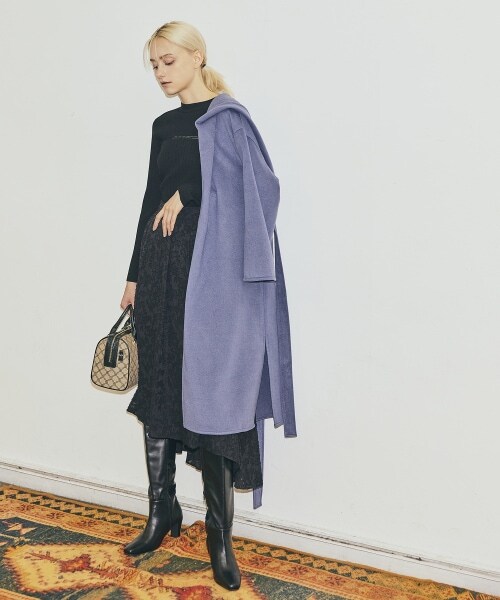 Andemiu（アンデミュウ）の「ジャガードフラワースカート（スカート・レディース・ブラック19/ブルー80/パープル90・F/F-(Fより7cm短い)）」の4枚目の写真