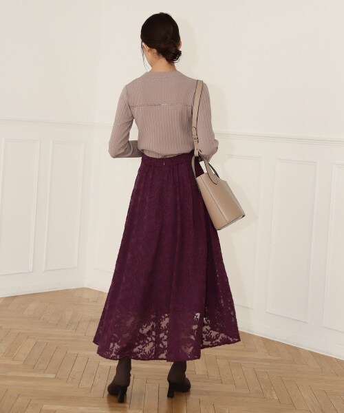 Andemiu（アンデミュウ）の「ジャガードフラワースカート（スカート・レディース・ブラック19/ブルー80/パープル90・F/F-(Fより7cm短い)）」の10枚目の写真