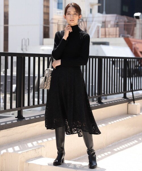 Andemiu（アンデミュウ）の「ジャガードフラワースカート（スカート・レディース・ブラック19/ブルー80/パープル90・F/F-(Fより7cm短い)）」の5枚目の写真