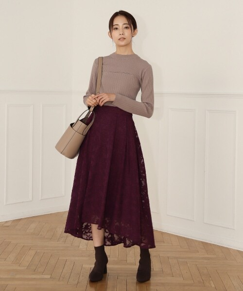 Andemiu（アンデミュウ）の「ジャガードフラワースカート（スカート・レディース・ブラック19/ブルー80/パープル90・F/F-(Fより7cm短い)）」の9枚目の写真