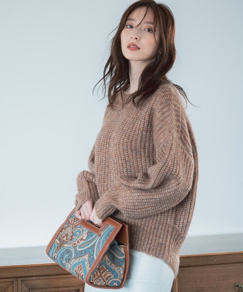 Andemiu（アンデミュウ）の「カタアゼニット（トップス・レディース・ブラウン50/アイボリー52/ブルー80・F）」の11枚目の写真