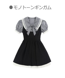 Bobon21 | レイヤード風チェック柄Dollyワンピース-全２色-(ワンピース)
