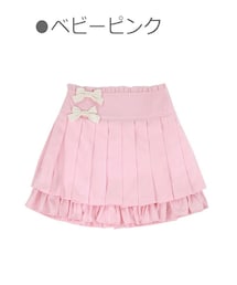 Bobon21 | スクール風ダブルリボンプリーツスカパン-全２色-(スカート)