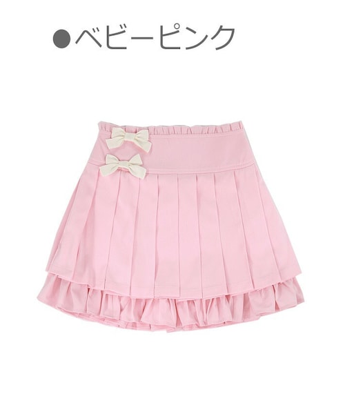 Bobon21（ボボンニジュウイチ）の「スクール風ダブルリボンプリーツスカパン-全２色-（スカート・レディース・ブルー/ピンク・S/M/L）」の2枚目の写真
