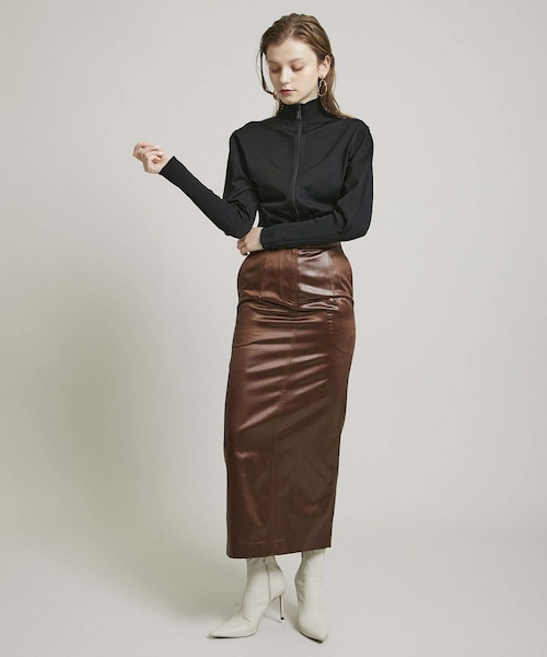 CINOH(チノ)の「サテンタイトスカート 21WSK002(その他・レディース・BROWN・34/36)」の2枚目の写真