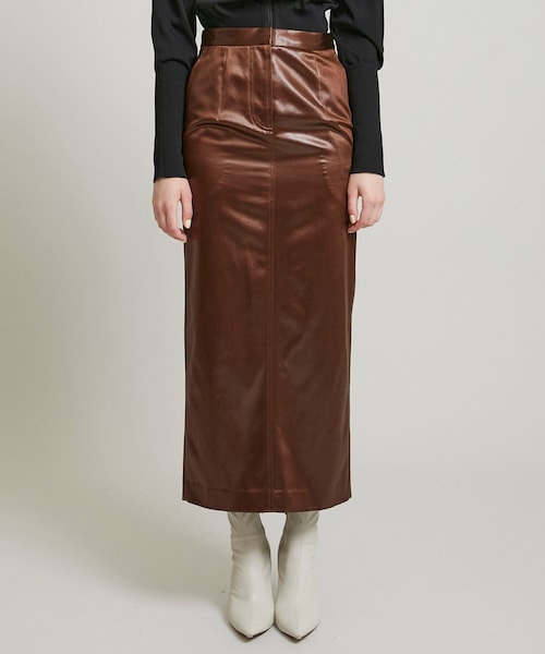 CINOH(チノ)の「サテンタイトスカート 21WSK002(その他・レディース・BROWN・34/36)」の4枚目の写真