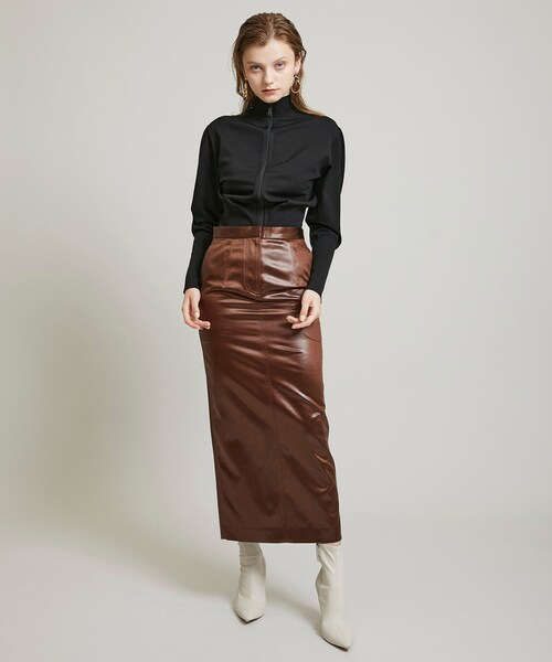 CINOH(チノ)の「サテンタイトスカート 21WSK002(その他・レディース・BROWN・34/36)」の3枚目の写真