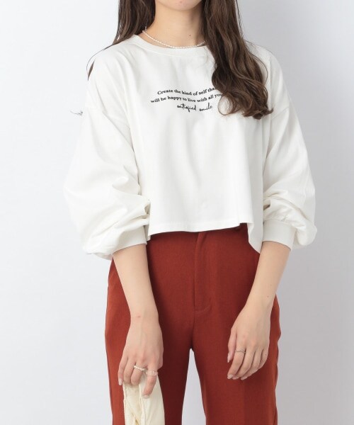 メル　カリ ロゴクロップドロンT Heather（ヘザー）の「フロッキーロゴクロップド