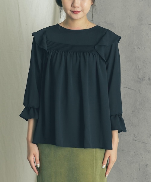 URBAN RESEARCH ROSSO WOMEN（アーバンリサーチ　ロッソ）の「【WEB限定】シアー楊柳ラッフルブラウス（その他・レディース・PINK/BLUE GRAY/BLACK・FREE）」の19枚目の写真