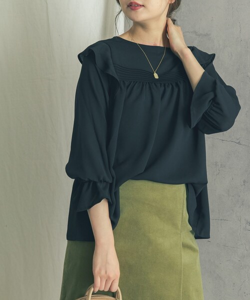 URBAN RESEARCH ROSSO WOMEN（アーバンリサーチ　ロッソ）の「【WEB限定】シアー楊柳ラッフルブラウス（その他・レディース・PINK/BLUE GRAY/BLACK・FREE）」の14枚目の写真