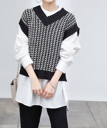 COLONY 2139 | バイカラージャガードニットベスト(ニット/セーター)