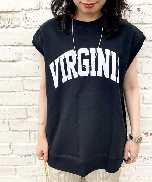 SHENERY(シーナリー)の「オリジナルカレッジベスト(Tシャツ/カットソー・レディース・グリーン/ブラック・F)」の1枚目の写真