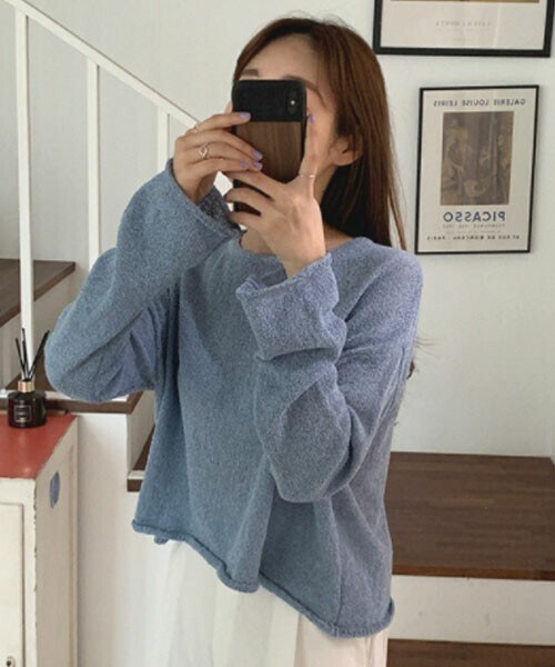 DHOLIC STYLE（ディーホリックスタイル）の「[simplymood] サマーラウンドネックニット（ニット/セーター・レディース・ベージュ/ブルー/グリーン/イエロー/パープル・ONESIZE）」の3枚目の写真