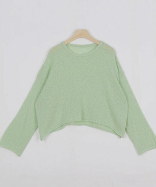 DHOLIC STYLE（ディーホリックスタイル）の「[simplymood] サマーラウンドネックニット（ニット/セーター・レディース・ベージュ/ブルー/グリーン/イエロー/パープル・ONESIZE）」の2枚目の写真