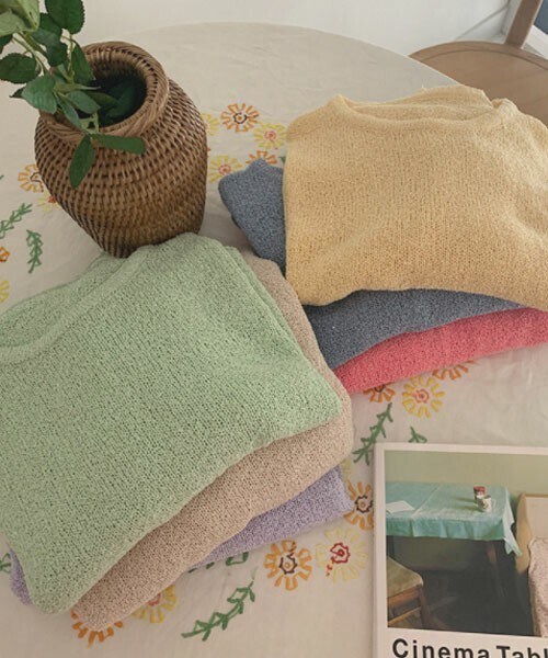 DHOLIC STYLE（ディーホリックスタイル）の「[simplymood] サマーラウンドネックニット（ニット/セーター・レディース・ベージュ/ブルー/グリーン/イエロー/パープル・ONESIZE）」の5枚目の写真