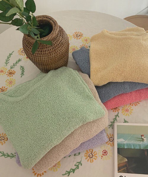 DHOLIC STYLE（ディーホリックスタイル）の「[simplymood] サマーラウンドネックニット（ニット/セーター・レディース・ベージュ/ブルー/グリーン/イエロー/パープル・ONESIZE）」の4枚目の写真