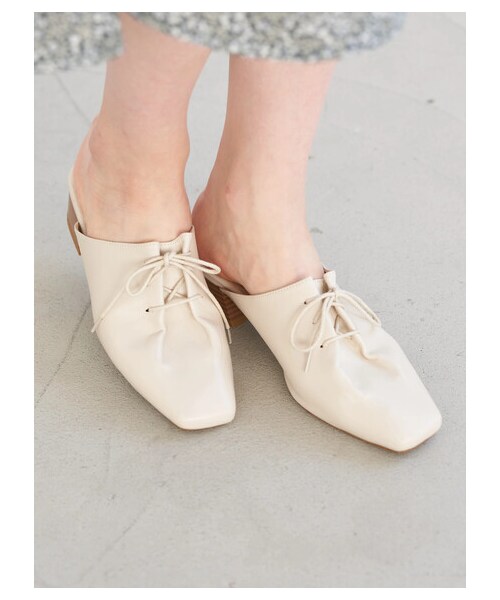 earth music&ecology（アースミュージックアンドエコロジー）の「ORiental TRaffic レースアップスリッパ（シューズ・アイボリー/ブラック・S/M/L）」の2枚目の写真