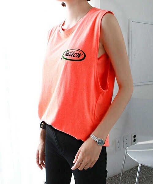 DHOLIC STYLE（ディーホリックスタイル）の「[gaenso] mellowスリーブレス（タンクトップ・レディース・ホワイト/オレンジ/イエロー/ブラック・FREE/XL）」の4枚目の写真