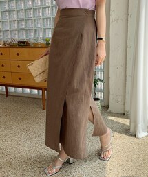 DHOLIC | リネン混ボタンラップスカート・全3色(スカート)