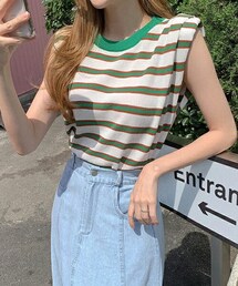 DHOLIC STYLE | [cherryville] マルチカラーボーダースリーブレス(タンクトップ)