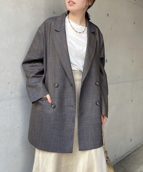 DouDou（ドゥドゥ）の「ミックスツイードジャケット（テーラードジャケット・レディース・イエロー/ブルー・F）」の2枚目の写真