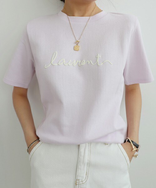 DHOLIC STYLE（ディーホリックスタイル）の「[semopan] 英字レタリング半袖Tシャツ（Tシャツ/カットソー・レディース・ホワイト/ピンク/パープル/ブラック・FREE）」の3枚目の写真