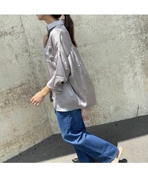 copine | バックギャザーデザインサテンビッグシャツ(2color)(シャツ/ブラウス)