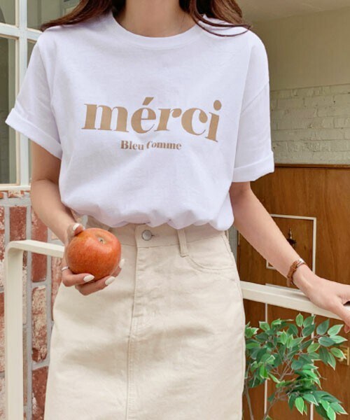 DHOLIC STYLE（ディーホリックスタイル）の「[ontheriver] merci半袖Tシャツ（Tシャツ/カットソー・レディース・グリーン/ベージュ・ONESIZE）」の2枚目の写真