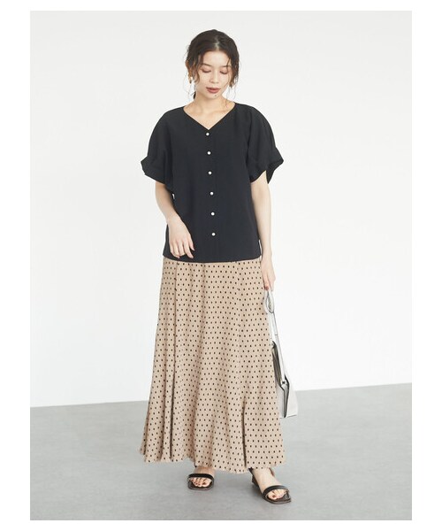 Green　Parks（グリーンパークス）の「・ELENCARE DUE ドットヨウリュウスカート（スカート・チャコールグレー/ブラック/ベージュ/ネイビー・F）」の4枚目の写真