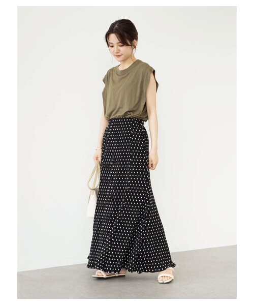 Green　Parks（グリーンパークス）の「・ELENCARE DUE ドットヨウリュウスカート（スカート・チャコールグレー/ブラック/ベージュ/ネイビー・F）」の16枚目の写真