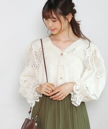 Crisp yours | パフスリーブレースブラウス[y1k201b](シャツ/ブラウス)