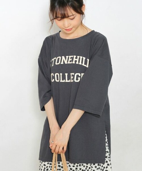 Crisp yours（クリスプユアーズ）の「"stonehill"フットボールTシャツ[y1s284]（Tシャツ/カットソー・レディース・ブルー/ブラウン/アイボリー/ネイビー・FREE）」の4枚目の写真