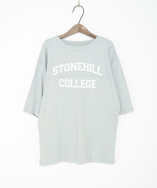 Crisp yours（クリスプユアーズ）の「"stonehill"フットボールTシャツ[y1s284]（Tシャツ/カットソー・レディース・ブルー/ブラウン/アイボリー/ネイビー・FREE）」の7枚目の写真