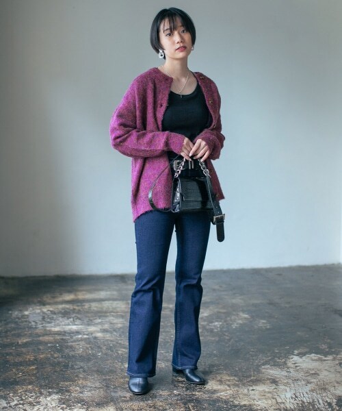 PAGEBOY（ページボーイ）の「【WEB先行予約】シャギークルーカーディガン（トップス・レディース・グレージュ/モーブワイン/ブラウン/ディープグリーン/【WEB限定カラー】ブルー・F）」の13枚目の写真