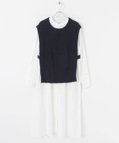 URBAN RESEARCHサニーレーベル　ニットベストxシャツワンピースセット URBAN RESEARCHサニーレーベル ニットベストxシャツワンピース