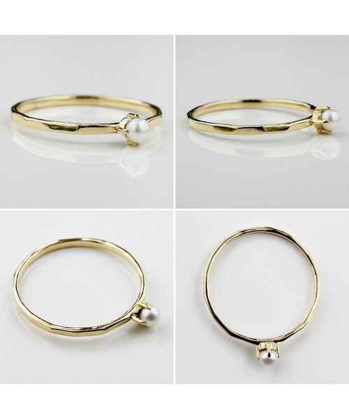 two ply(トゥープライ)の「トゥー プライ 282 一粒 パール 槌目 リング ピンキーリング(リング・レディース・ゴールド・マイナス5号から13号)」の2枚目の写真