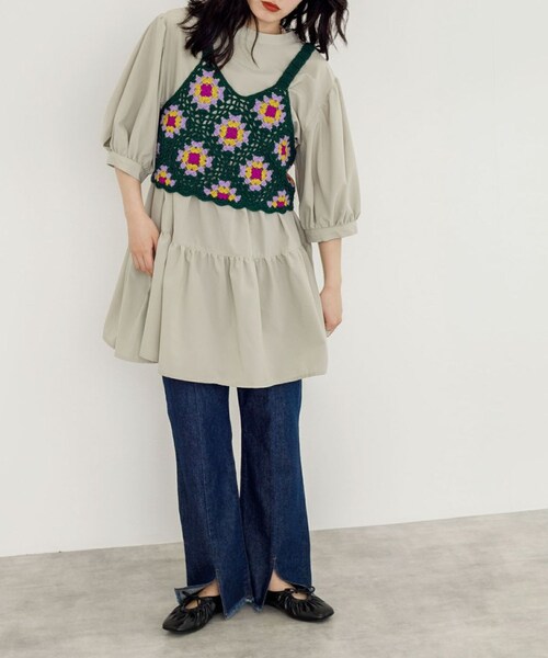 w closet（ダブルクローゼット）の「★先行予約★カギ針モチーフビスチェ【8月下旬入荷】（トップス・レディース・アイボリー/Dグリーン/ブラック・FREE）」の21枚目の写真