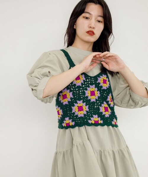 w closet（ダブルクローゼット）の「★先行予約★カギ針モチーフビスチェ【8月下旬入荷】（トップス・レディース・アイボリー/Dグリーン/ブラック・FREE）」の20枚目の写真