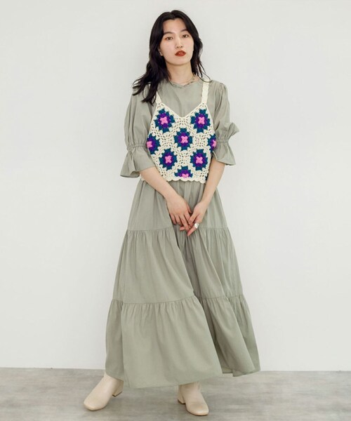 w closet（ダブルクローゼット）の「★先行予約★カギ針モチーフビスチェ【8月下旬入荷】（トップス・レディース・アイボリー/Dグリーン/ブラック・FREE）」の16枚目の写真