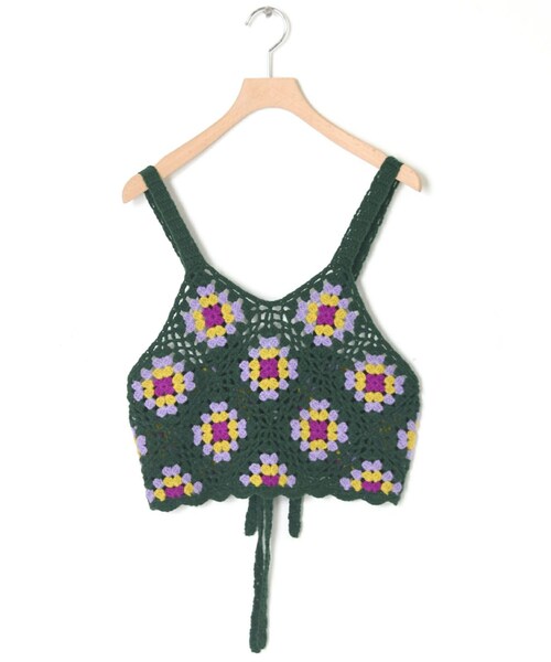 w closet（ダブルクローゼット）の「★先行予約★カギ針モチーフビスチェ【8月下旬入荷】（トップス・レディース・アイボリー/Dグリーン/ブラック・FREE）」の5枚目の写真