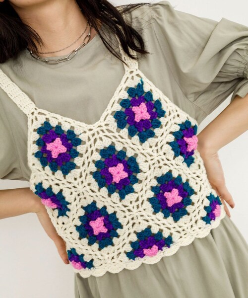 w closet（ダブルクローゼット）の「★先行予約★カギ針モチーフビスチェ【8月下旬入荷】（トップス・レディース・アイボリー/Dグリーン/ブラック・FREE）」の12枚目の写真