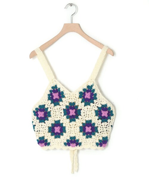 w closet（ダブルクローゼット）の「★先行予約★カギ針モチーフビスチェ【8月下旬入荷】（トップス・レディース・アイボリー/Dグリーン/ブラック・FREE）」の4枚目の写真