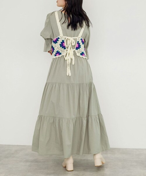 w closet（ダブルクローゼット）の「★先行予約★カギ針モチーフビスチェ【8月下旬入荷】（トップス・レディース・アイボリー/Dグリーン/ブラック・FREE）」の10枚目の写真