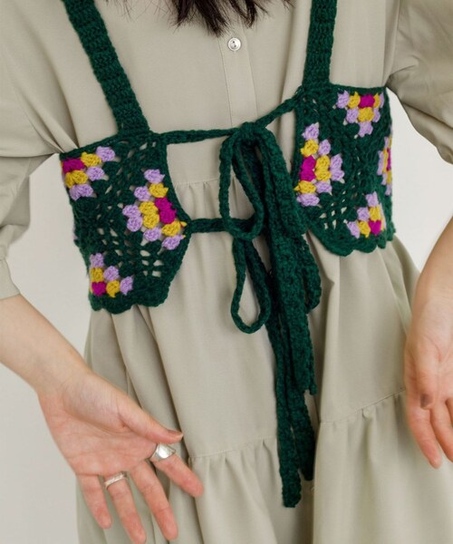 w closet（ダブルクローゼット）の「★先行予約★カギ針モチーフビスチェ【8月下旬入荷】（トップス・レディース・アイボリー/Dグリーン/ブラック・FREE）」の19枚目の写真