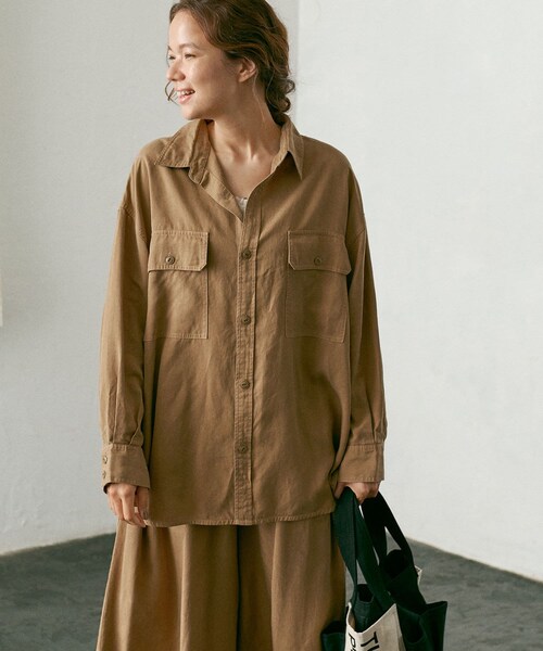 PUAL CE CIN（ピュアルセシン）の「【Du noir】CPOブラウス（シャツ/ブラウス・レディース・ブラウン/グレー・FREE）」の2枚目の写真