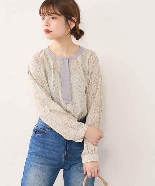 natural couture(ナチュラルクチュール)の「【WEB限定カラー有り】取外し配色変形ボータイブラウス(シャツ/ブラウス・レディース・アイボリー/グレイッシュベージュ/その他1/その他2/その他3/ピンク・FREE)」の3枚目の写真