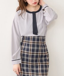 natural couture | 【WEB限定カラー有り】取外し配色変形ボータイブラウス(シャツ/ブラウス)