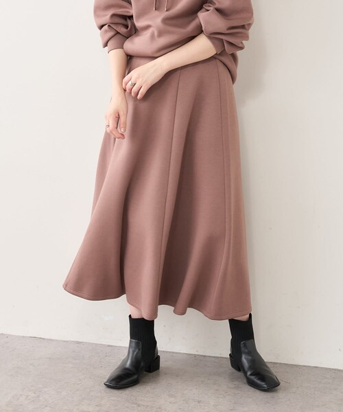 natural couture（ナチュラルクチュール）の「ふわもちラテAラインスカート（スカート・レディース・アイボリー/グレイッシュベージュ/ピンクベージュ/ブラック・FREE）」の3枚目の写真