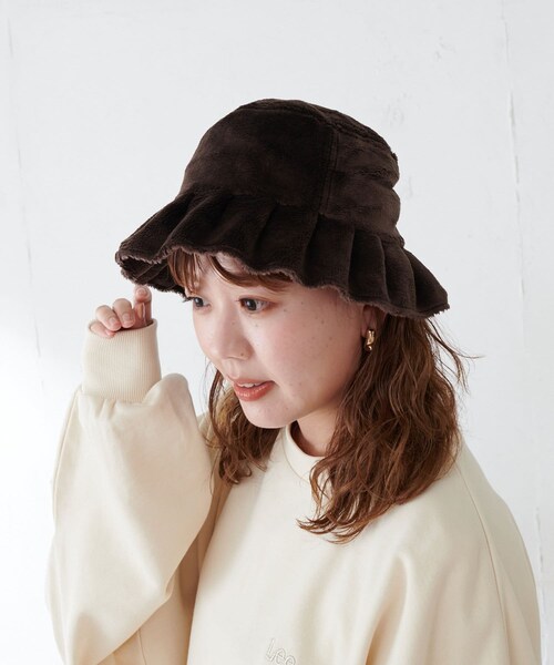 DISCOAT（ディスコート）の「【Casselini/キャセリーニ】フリルバケットハット（ハット・レディース・キャメル/ブラウン/ブラック/ブラックその他1・FREE）」の3枚目の写真